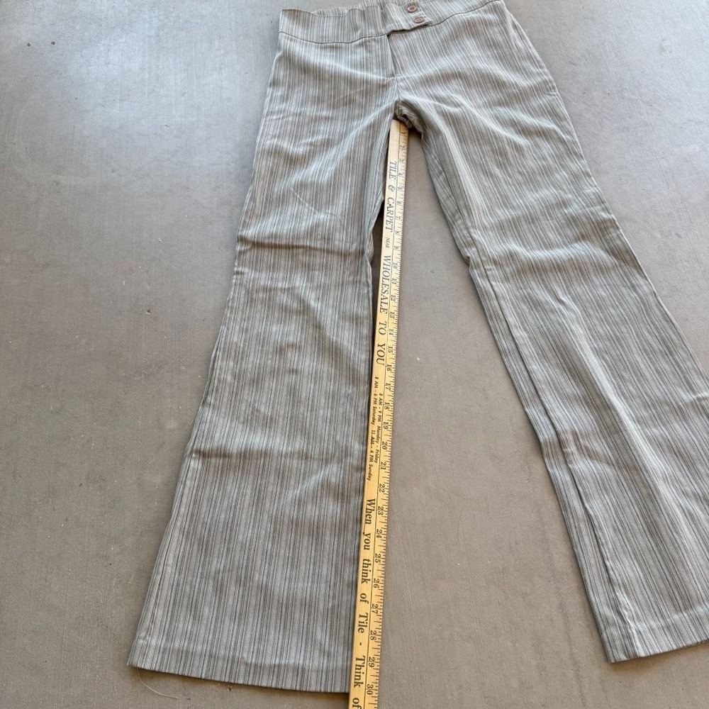 Rue21 Y2K Striped Flare Pants Womens 11/12 Beige High Rise Stretch Retro - Picture 7 of 7
